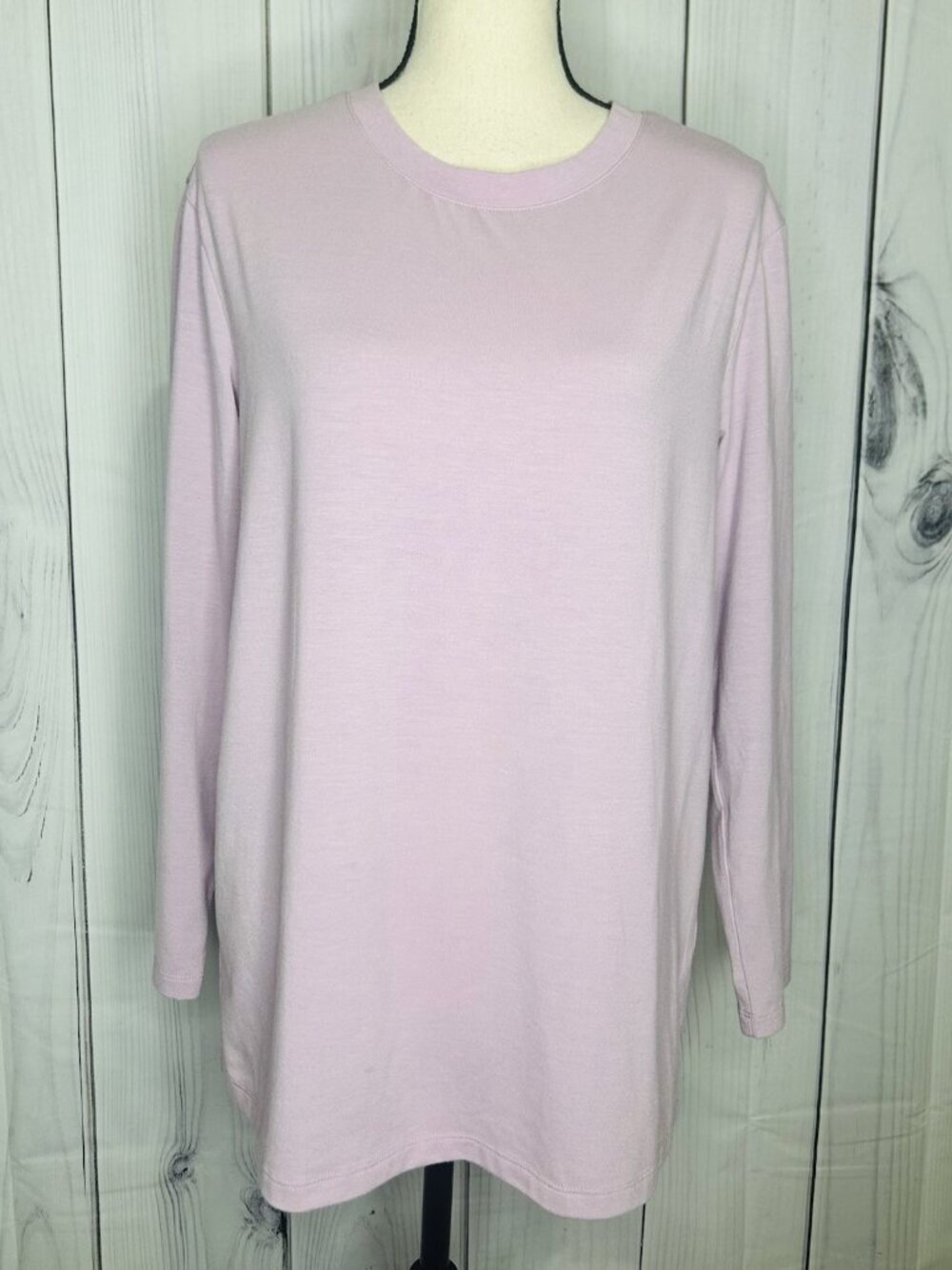 Trendy Queen Oversized Pullover Long Sleeve T-Shirt Light Purple Women's Size XS